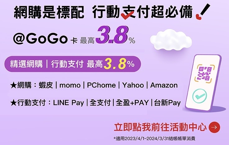 台新@GoGo卡 3.8%回饋 無腦刷信用卡 GoGo卡網購