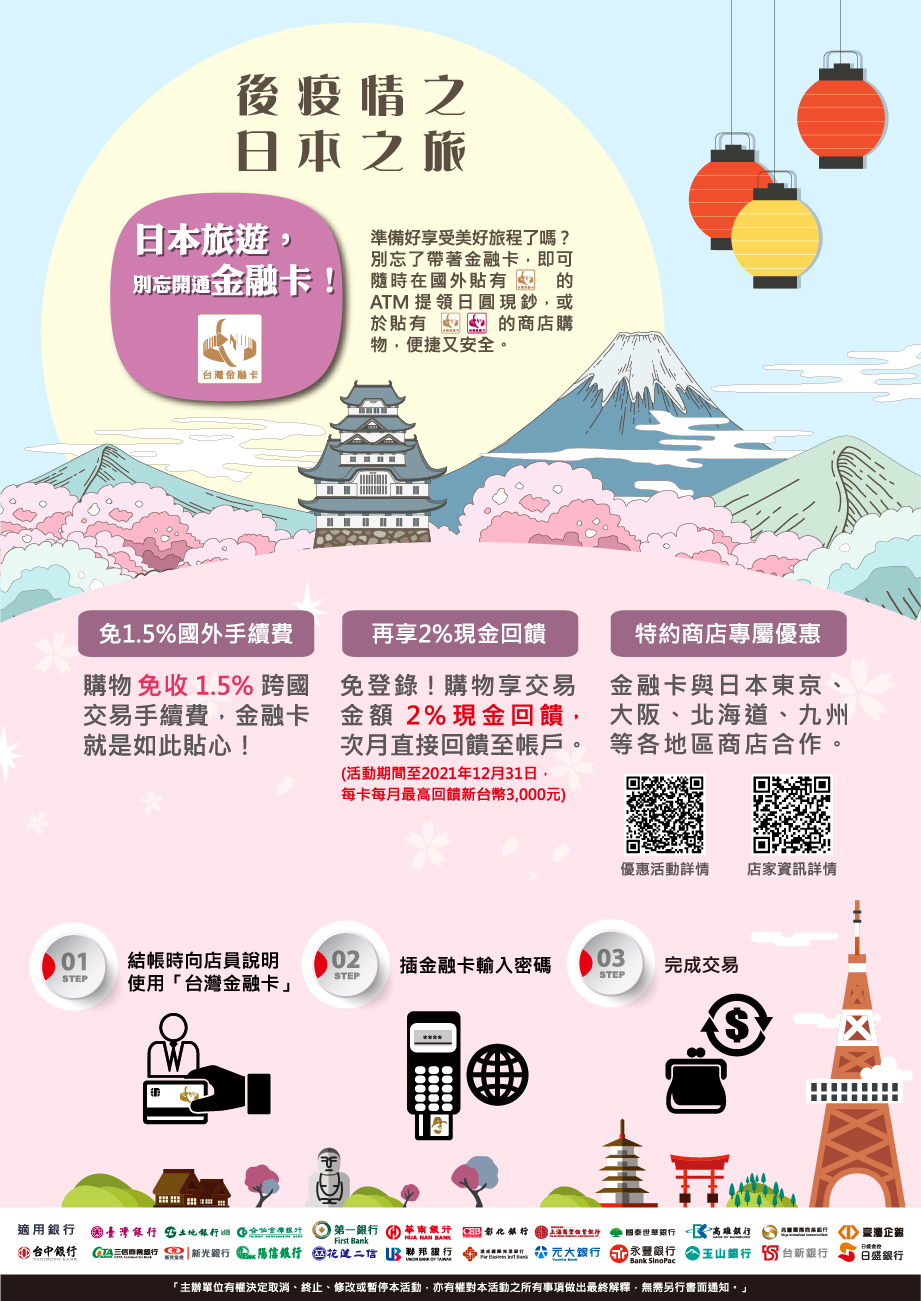 台灣金融卡日本購物2 現金回饋 台新銀行